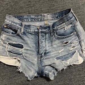 American Eagle Outfitters Light Blue Ripped Jean Shorts